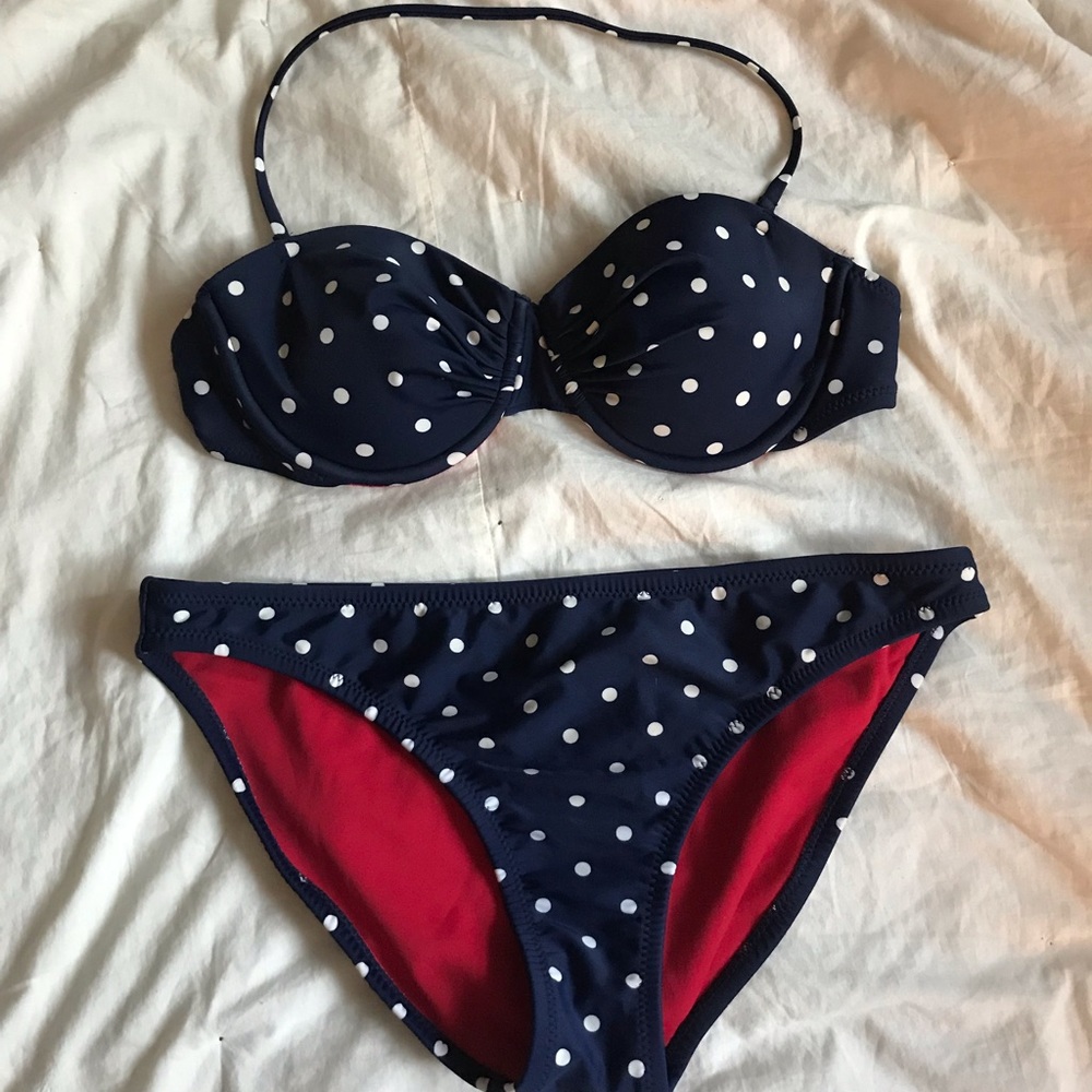 Large Navy Polka Dot Xhilaration Bikini Swimsuit